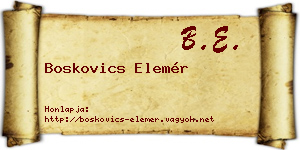 Boskovics Elemér névjegykártya